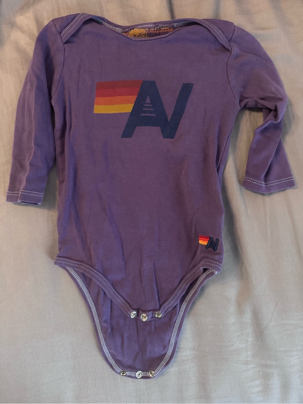 Aviator Nation Purple Long-Sleeve Baby Onesie with Logo